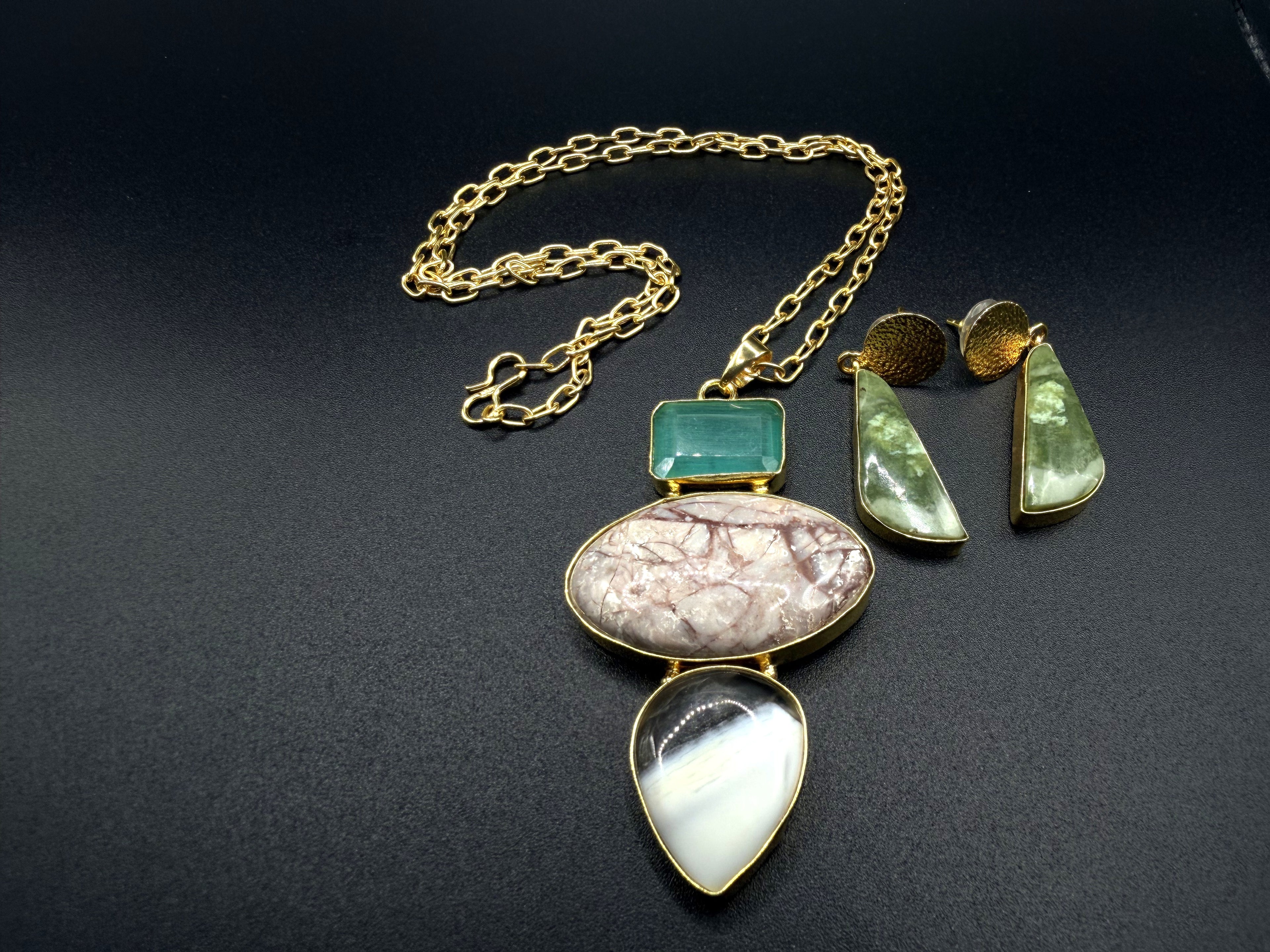 Aqua Mosaic Set — Indo-Western jewellery set, Papa Diaries Malta