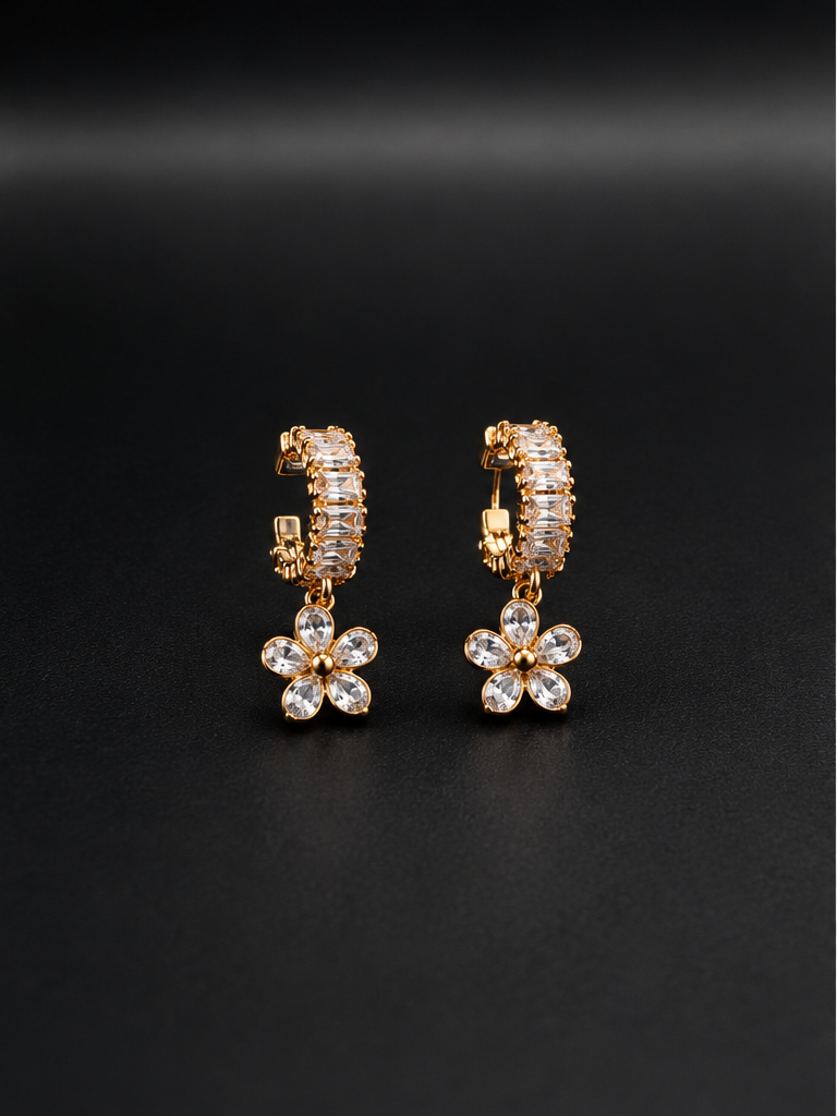 Rosé Blossom Huggies — Indo-Western earrings, Papa Diaries Malta