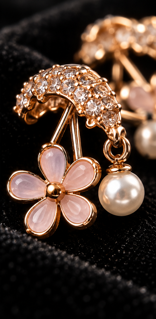 Blush Pearl Bloom Earrings — Indo-Western earrings, Papa Diaries Malta (view 2)