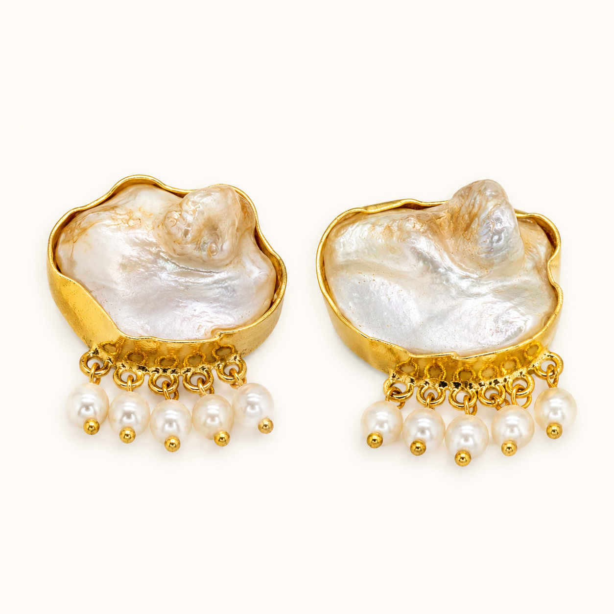 Moti Petal Fringe Earrings