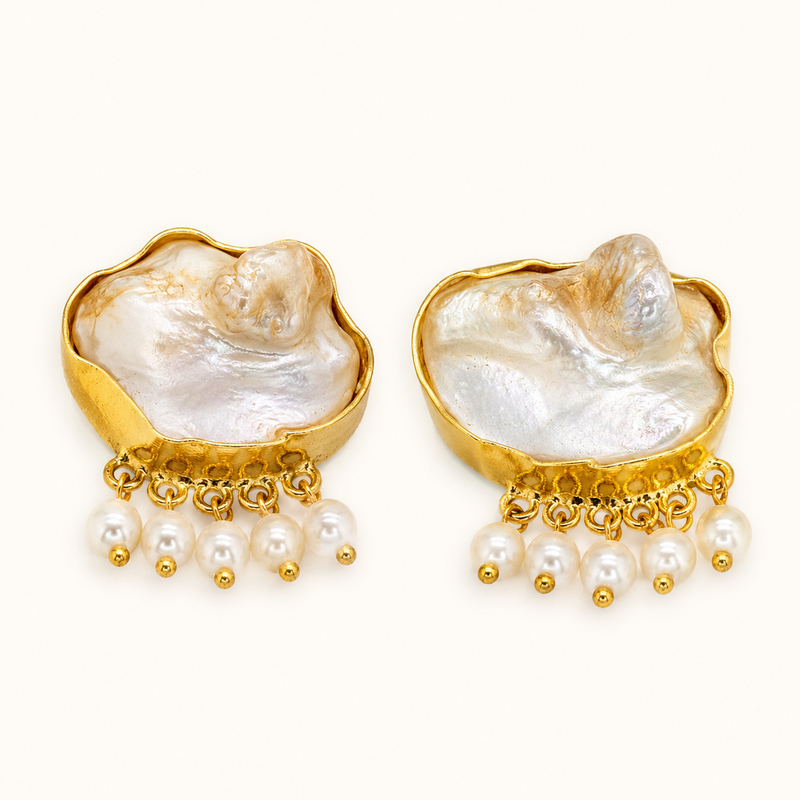 Moti Petal Fringe Earrings