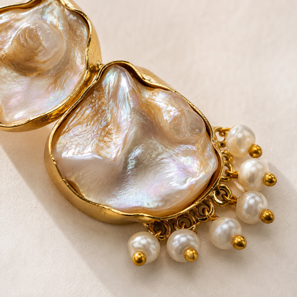 Moti Petal Fringe Earrings